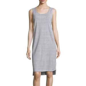 Eileen Fisher Skinny-Striped Organic Linen Tank Dress Sleeveless Midi Large